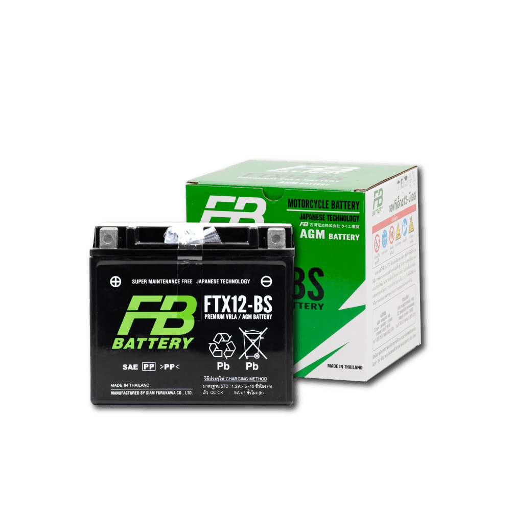 FB แบตเตอรี่ High Performance Maintenance Free แบตแห้ง FTX12-BS 12V 10.5Ah ใช้สำหรับ DL650 / ER6n / Versys650 / Hayabusa / T100 / T120 ตัวหม้อน้ำ