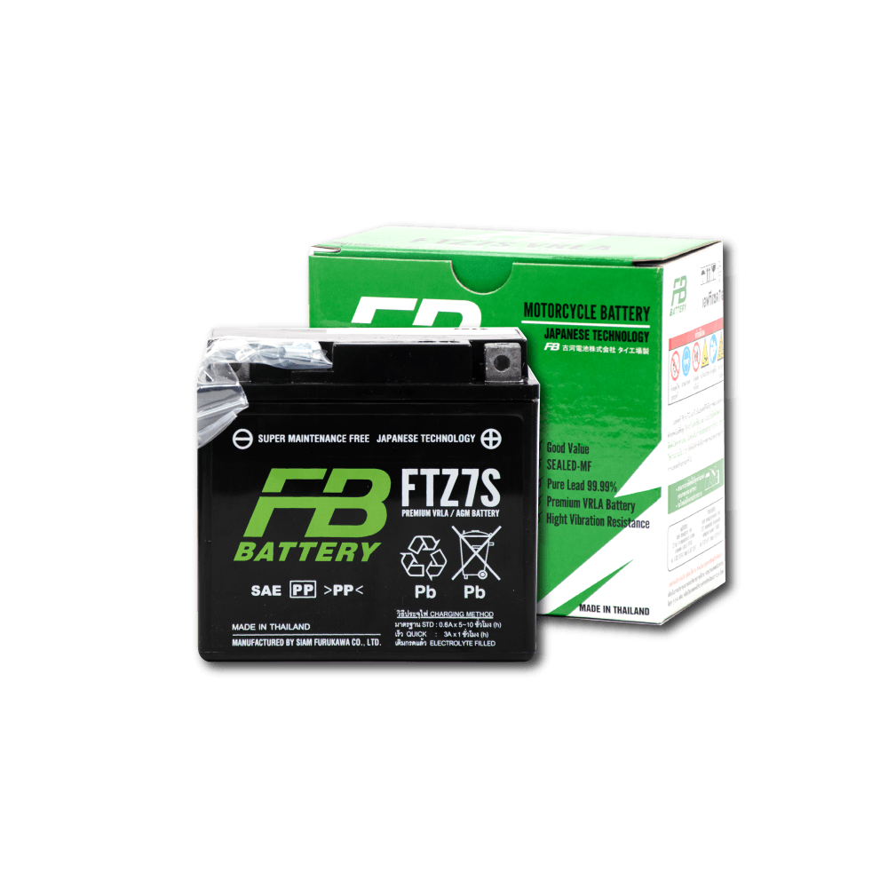 FTZ7S FB แบตเตอรี่ Maintenance Free แบตแห้ง FTZ7S 12V 6.3Ahใช้สำหรับ CBR150 PCX Vespa Aerox NMAX Phantom200