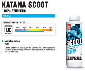 IPONE KATANA SCOOT 4T 5W-40 น้ำมันเครื่องเวสป้า vespa