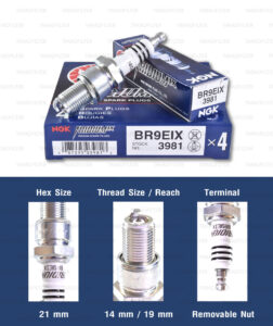 หัวเทียน NGK BR9EIX ขั้ว Iridium ใช้สำหรับมอเตอร์ไซค์ 2 จังหวะ TZR150, TZM150 VICTOR-S, M, SERPICO (1 หัว) - Made in Japan