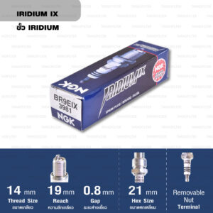 หัวเทียน NGK BR9EIX ขั้ว Iridium ใช้สำหรับมอเตอร์ไซค์ 2 จังหวะ TZR150, TZM150 VICTOR-S, M, SERPICO (1 หัว) - Made in Japan