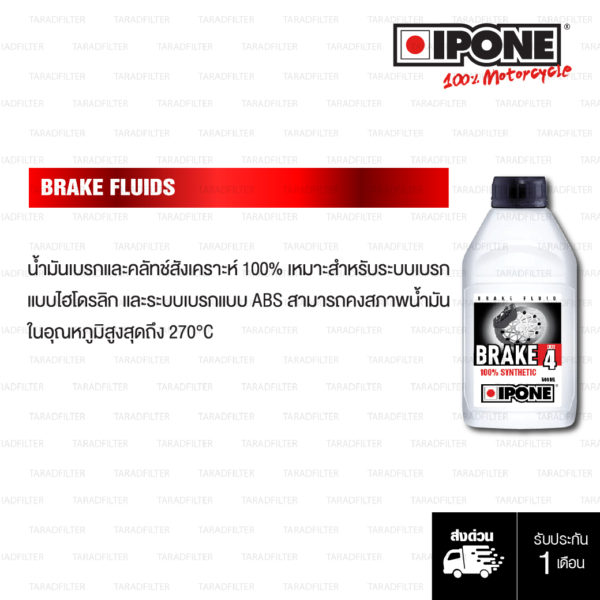 น้ำมันเบรกสังเคราะห์ 100% IPONE Brake Fluid DOT 4