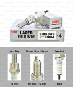 NGK หัวเทียน Laser Iridium ขั้ว Iridium ติดรถ SIMR8A9 ใช้สำหรับมอเตอร์ไซค์ CBR250, CBR300, CB300F , CB300R , CB500X, CBR500 (1 หัว) - Made in Japan