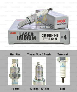 NGK หัวเทียน Laser Iridium ขั้ว Iridium CR9EHI-9 ใช้สำหรับมอเตอร์ไซค์ CB650F CBR650F- Made in Japan