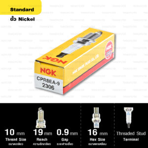 หัวเทียน NGK CPR8EA-9 ขั้ว Nickel ใช้สำหรับ CB500X, CBR500 (1 หัว) – Made in Japan