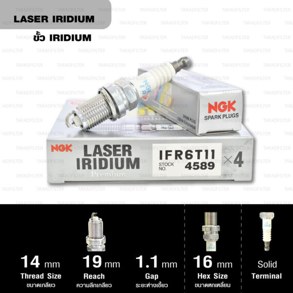 NGK หัวเทียน Laser Iridium ขั้ว Iridium ติดรถ IFR6T-11 ใช้สำหรับรถยนต์ Toyota Alphard, Camry 2.0, Camry 2.4, New Camry, New Camry Hybrid, Wish (1 หัว) - Made in Japan