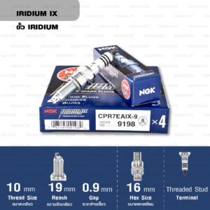 หัวเทียน NGK CPR7EAIX-9 ขั้ว Iridium ใช้สำหรับ Honda PCX, Click i, CRF125 (1 หัว) - Made in Japan