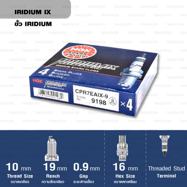 หัวเทียน NGK CPR7EAIX-9 ขั้ว Iridium ใช้สำหรับ Honda PCX, Click i, CRF125 (1 หัว) - Made in Japan