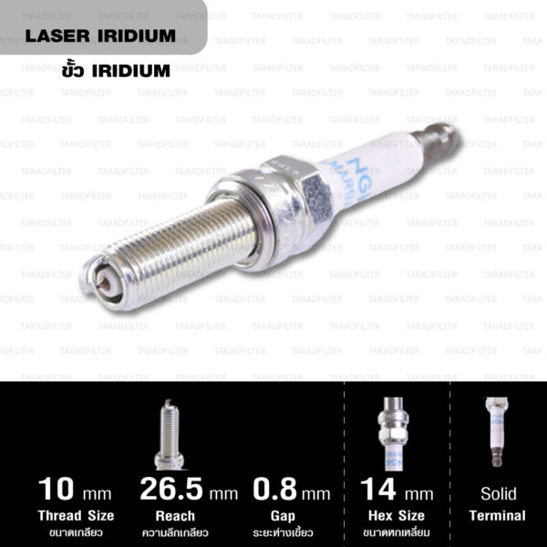 NGK หัวเทียน LASER IRIDIUM LMAR9AI-8D (เบอร์เดิม LMAR9AI-8) ใช้สำหรับ มอเตอร์ไซค์ BMW S1000RR G310R G310GS (1 หัว) - Made in Japan