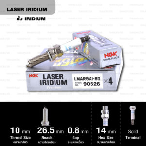 NGK หัวเทียน LASER IRIDIUM LMAR9AI-8D (เบอร์เดิม LMAR9AI-8) ใช้สำหรับ มอเตอร์ไซค์ BMW S1000RR G310R G310GS (1 หัว) - Made in Japan