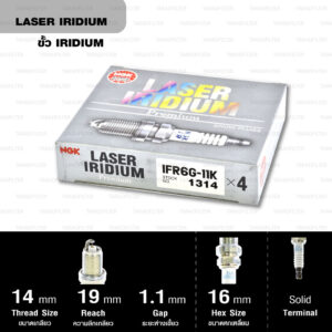 NGK หัวเทียน LASER IRIDIUM IFR6G-11K ใช้สำหรับ มอเตอร์ไซค์ บิ๊กไบค์ Honda NC750X / X-ADV (1 หัว) - Made in Japan