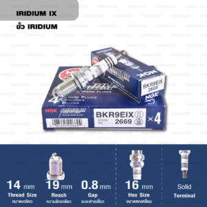หัวเทียน NGK BKR9EIX ขั้ว Iridium (1 หัว) - Made in Japan