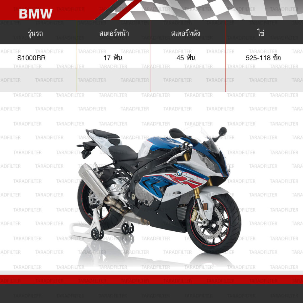 ตารางขนาดโซ่สเตอร์ติดรถบิ๊กไบค์ BMW