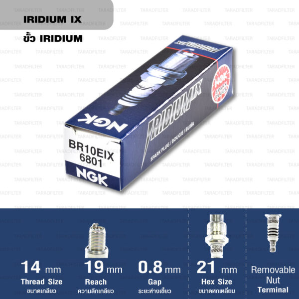 หัวเทียน NGK BR10EIX ขั้ว Iridium (1 หัว) - Made in Japan
