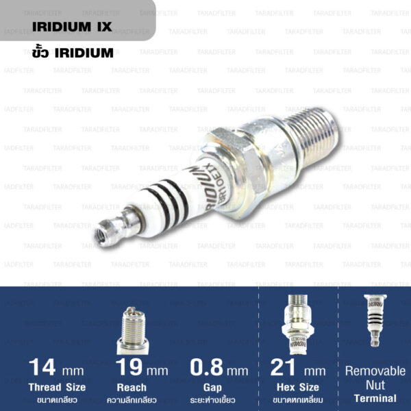 หัวเทียน NGK BR10EIX ขั้ว Iridium (1 หัว) - Made in Japan