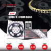 Jomthai ชุดเปลี่ยนโซ่ สเตอร์ โซ่ ZX-ring (ZSMX) สีทอง และ สเตอร์สีดำ เปลี่ยนมอเตอร์ไซค์ Suzuki รุ่น DL650 V-Strom [15/47ฟัน]