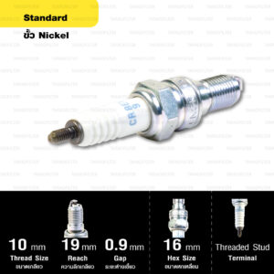 หัวเทียน NGK CR8EH-9 ขั้ว NICKEL ใช้สำหรับ CB400 SF ตรงรุ่น (1 หัว)