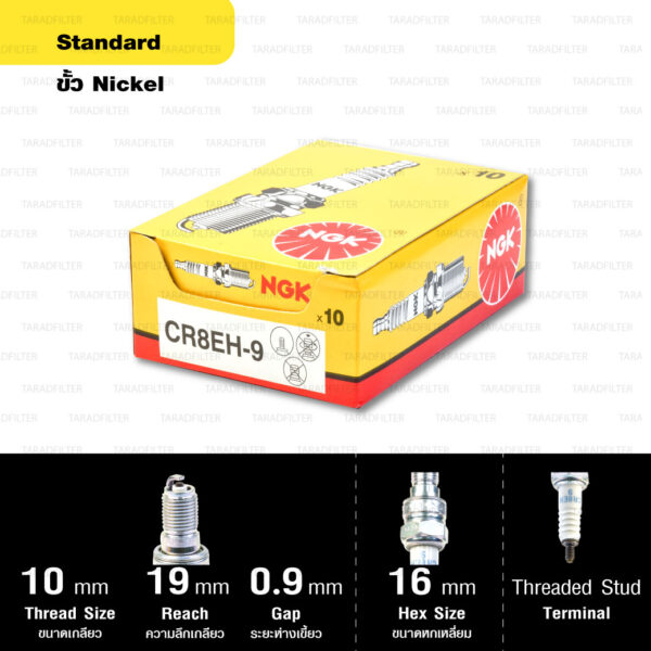 หัวเทียน NGK CR8EH-9 ขั้ว NICKEL ใช้สำหรับ CB400 SF ตรงรุ่น (1 หัว)