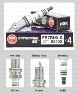 NGK หัวเทียน Ruthenium HX ขั้ว Ruthenium FR7BHX-S ( ใช้อัพเกรด BKR7E / BKR7EIX / ZFR7F-11 ) - Made in Japan