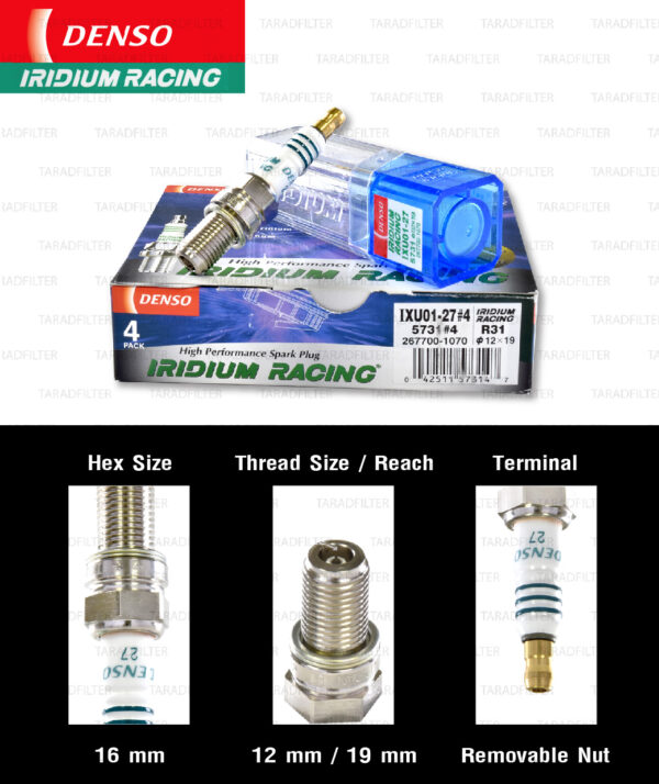 หัวเทียน DENSO IXU01-27 ขั้ว Iridium Racing (1 หัว)