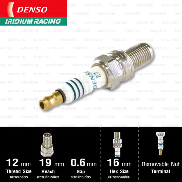 หัวเทียน DENSO IXU01-27 ขั้ว Iridium Racing (1 หัว)