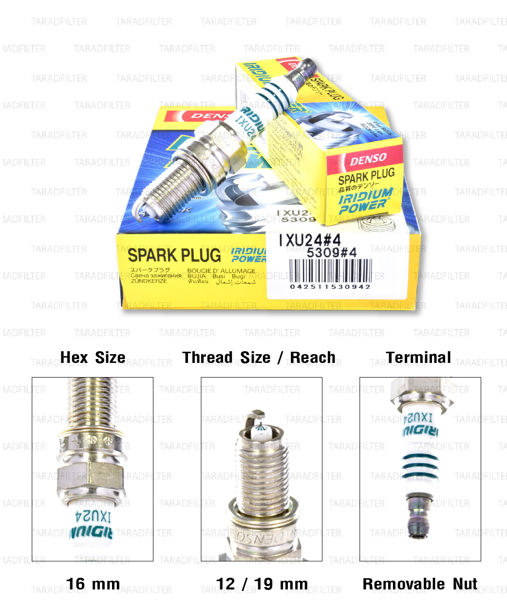 หัวเทียน DENSO IXU24 ขั้ว Iridium