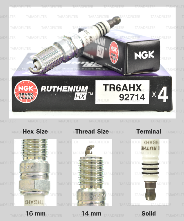 NGK หัวเทียน Ruthenium HX ขั้ว Ruthenium TR6AHX ใช้สำหรับรถ Chevrolet Corvette , Ford Focus - Made in Japan
