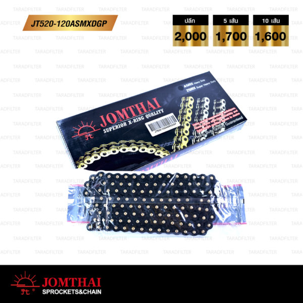 โซ่ JOMTHAI ASAHI X-RING 520-120 ข้อ สีดำ หมุดสีทอง