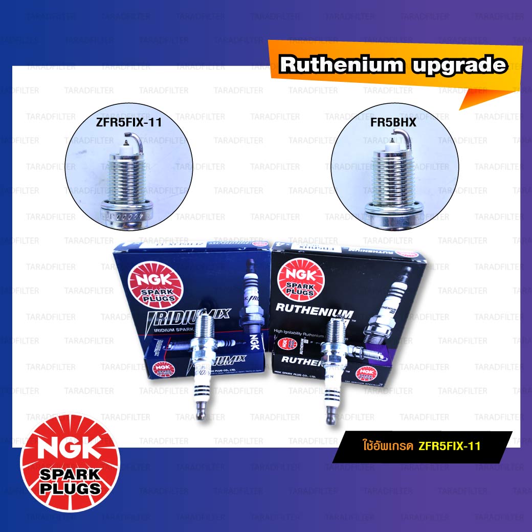 NGK หัวเทียน Ruthenium HX ขั้ว Ruthenium FR5BHX ( ใช้อัพเกรด ZFR5FIX-11 ตรงรุ่น ) ใช้สำหรับรถ Honda Accord ปีเก่า , Mazda 323 Protégé, Ford Laser Tierra - Made in Japan