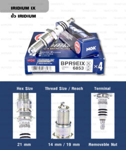 หัวเทียน NGK BPR9EIX ขั้ว Iridium (1 หัว) - Made in Japan