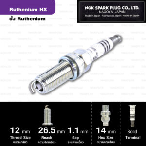 NGK หัวเทียน Ruthenium HX ขั้ว Ruthenium LKAR6AHX ( ใช้อัพเกรด DILKAR6A11 / FXE20HR11 / SC20HR11 / PLZKAR6A-11 ) - Made in Japan