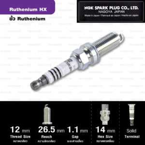 NGK หัวเทียน Ruthenium HX ขั้ว Ruthenium LKAR6AHX ( ใช้อัพเกรด DILKAR6A11 / FXE20HR11 / SC20HR11 / PLZKAR6A-11 ) - Made in Japan