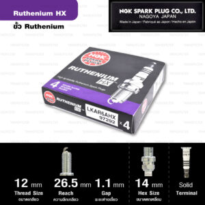 NGK หัวเทียน Ruthenium HX ขั้ว Ruthenium LKAR6AHX ( ใช้อัพเกรด DILKAR6A11 / FXE20HR11 / SC20HR11 / PLZKAR6A-11 ) - Made in Japan