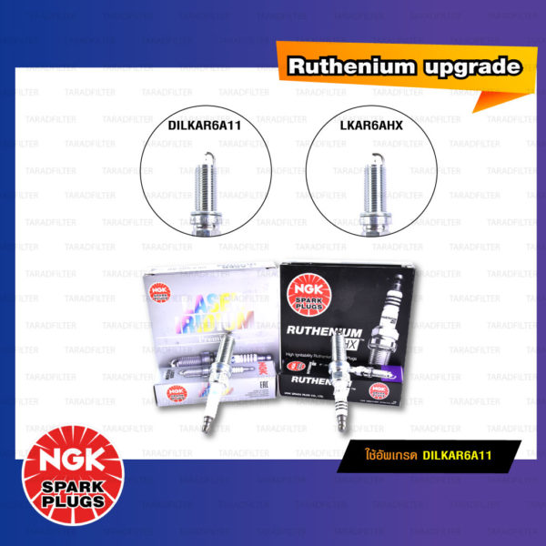 NGK หัวเทียน Ruthenium HX ขั้ว Ruthenium LKAR6AHX ( ใช้อัพเกรด DILKAR6A-11) - Made in Japan
