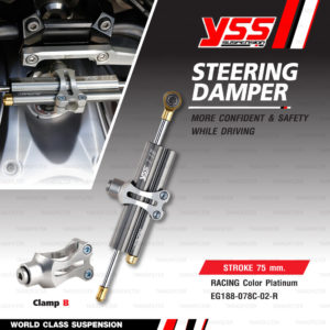 YSS STEERING DAMPER กันสะบัด CLAMP B สี Platinum รุ่น Titanium Racing สำหรับมอเตอร์ไซค์ [ EG188-078C-02-R ]