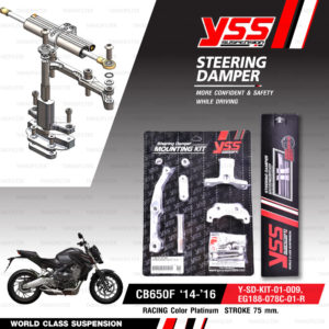 YSS ชุดกันสะบัดพร้อมขาจับ STEERING DAMPER CLAMP SET รุ่น Racing สำหรับมอเตอร์ไซค์ CB650F '14-'16 [ EG188-078C-01-R , Y-SD-KIT-01-009 ]