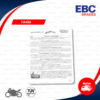 EBC ผ้าเบรกรุ่น Organic ใช้สำหรับรถ CB300F / Rebel300 / Rebel 500 / CB500X / CB650F / CBR650F / NC750X [R] [ FA496 ]