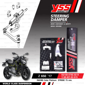 YSS ชุดขาจับกันสะบัด STEERING DAMPER CLAMP SET สี Platinum สำหรับมอเตอร์ไซค์ Kawasaki Z 650 ปี 2017 [ EG188-078C-02-R , Y-SD-KIT-02-015 ]