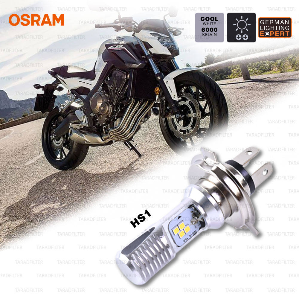 OSRAM หลอดไฟหน้ามอเตอร์ไซค์ LED ขั้ว HS1 สี COOL WHITE / 6,000 KELVIN (สามารถใส่แทน H4 ได้) 12V 5/6W ใช้สำหรับ VESPA, CB500X, CB650F