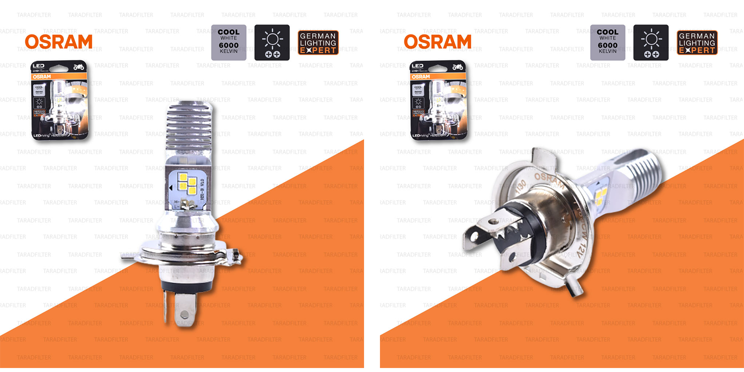 OSRAM หลอดไฟหน้ามอเตอร์ไซค์ LED ขั้ว HS1 สี COOL WHITE / 6,000 KELVIN (สามารถใส่แทน H4 ได้) 12V 5/6W ใช้สำหรับ VESPA, CB500X, CB650F