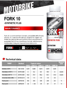 IPONE FORK FLUID Synthetic PLUS Grade 10