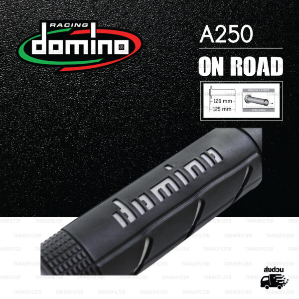 DOMINO MANOPOLE GRIP ปลอกแฮนด์ รุ่น A250 สีดำ-เทา ใช้สำหรับรถมอเตอร์ไซค์ [ 1 คู่ ]