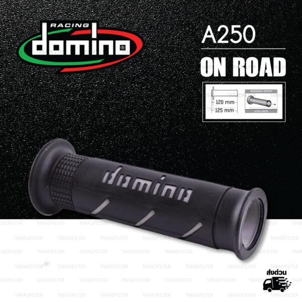 DOMINO MANOPOLE GRIP ปลอกแฮนด์ รุ่น A250 สีดำ-เทา ใช้สำหรับรถมอเตอร์ไซค์ [ 1 คู่ ]