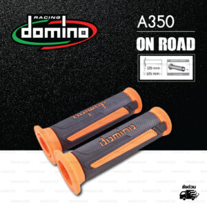 DOMINO MANOPOLE GRIP ปลอกแฮนด์ รุ่น A350 สีดำ-ส้ม ใช้สำหรับรถมอเตอร์ไซค์ [ 1 คู่ ]