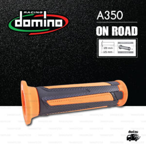 DOMINO MANOPOLE GRIP ปลอกแฮนด์ รุ่น A350 สีดำ-ส้ม ใช้สำหรับรถมอเตอร์ไซค์ [ 1 คู่ ]