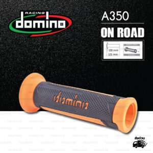 DOMINO MANOPOLE GRIP ปลอกแฮนด์ รุ่น A350 สีดำ-ส้ม ใช้สำหรับรถมอเตอร์ไซค์ [ 1 คู่ ]