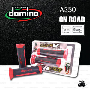 DOMINO MANOPOLE GRIP ปลอกแฮนด์ รุ่น A350 สีดำ-แดง ใช้สำหรับรถมอเตอร์ไซค์ [ 1 คู่ ]