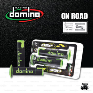 DOMINO MANOPOLE GRIP ปลอกแฮนด์ รุ่น A450 รุ่นใหม่ล่าสุด สีดำ-เขียว ใช้สำหรับรถมอเตอร์ไซค์ [ 1 คู่ ]