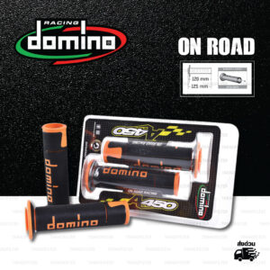 DOMINO MANOPOLE GRIP ปลอกแฮนด์ รุ่น A450 รุ่นใหม่ล่าสุด สีดำ-ส้ม ใช้สำหรับรถมอเตอร์ไซค์ [ 1 คู่ ]