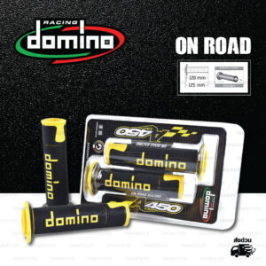 DOMINO MANOPOLE GRIP ปลอกแฮนด์ รุ่น A450 รุ่นใหม่ล่าสุด สีดำ-เหลือง ใช้สำหรับรถมอเตอร์ไซค์ [ 1 คู่ ]